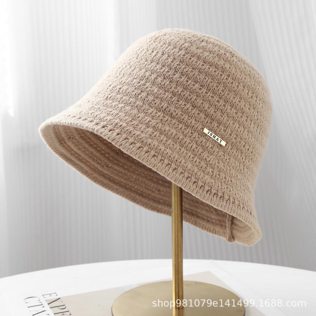 Solid color exquisite feeling women's bucket hat retro trend basin hat new simple personality temperament texture bucket hat