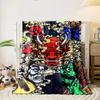Japanese Style Oni Mask Clouds Blanket Bedroom Blanket for Livingroom Couch Lunch Break Soft Throw for Friend's Festival Gift