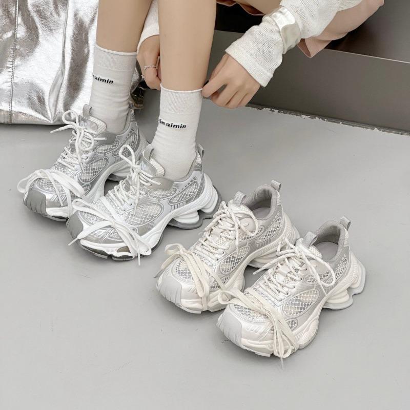 Dad Shoes Women's Summer New Hollow Breathable Thick-soled Mesh Shoes Fashion Color Matching Casual Sports Shoes Trend