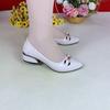 Shallow-Mouthed Pointed-Toe Slip-On Shoes with Metal Buckle for Moms