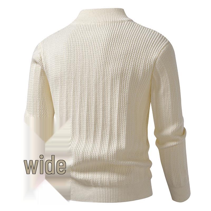Autumn/Winter 2025 Men's Half-High Collar Knit Zipper Sweater - European American Fashion Pullover