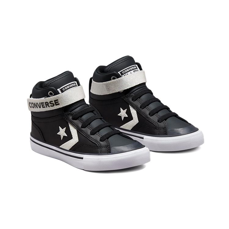 Converse Pro Blaze Strap Abrasion Resistant Abrasion Resistant High Top Kids' Skateboarding Shoes Black White 672128C