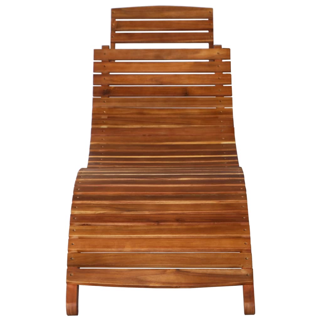 Sun Lounger with Table Solid Acacia Wood Brown