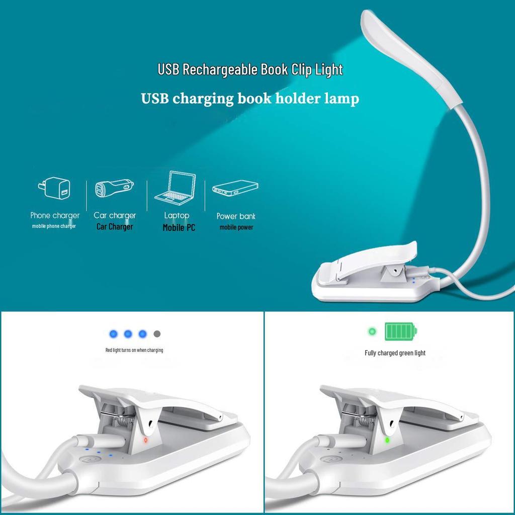 SeeKajia USB Rechargeable LED Clip-On Eye Protection Reading Light