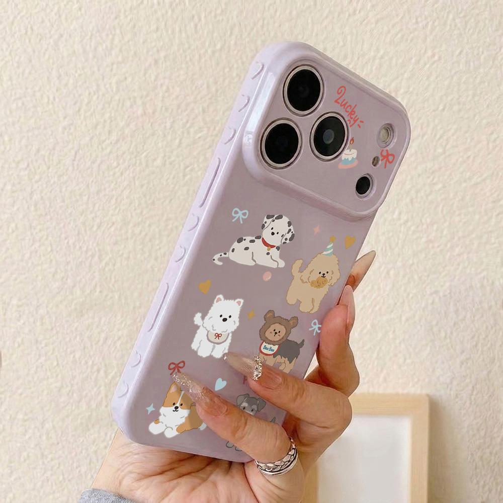 Oil Painting Cute Puppy Is Suitable for Apple 17promax Mobile Phone Case 16pro Korean 15/14 High Value 13 Bright Surface