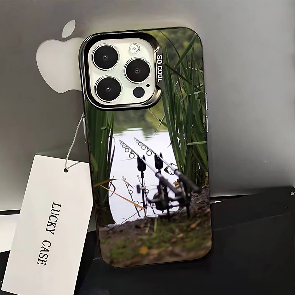 

Carp Fish Fishing rod coque Phone Case For iPhone 16,15,14,13,12,11,Pro,XS,Max,Plus,Mini,SE Black Candy Matte Shockproof Cover iPhone15pro