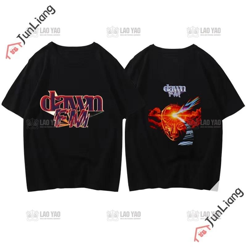 Canadian Singer The Weeknd Dawn Fm Flat Print Tshirt Short Sleeve Loose Mens Tshirt Mens Tshirt Womens Hip Hop Clothing