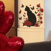Red Rose Black Cat Butterfly Lettering Wall Sticker Self-Adhesive Removable Living Room Bedroom Hallway Home Decor Art
