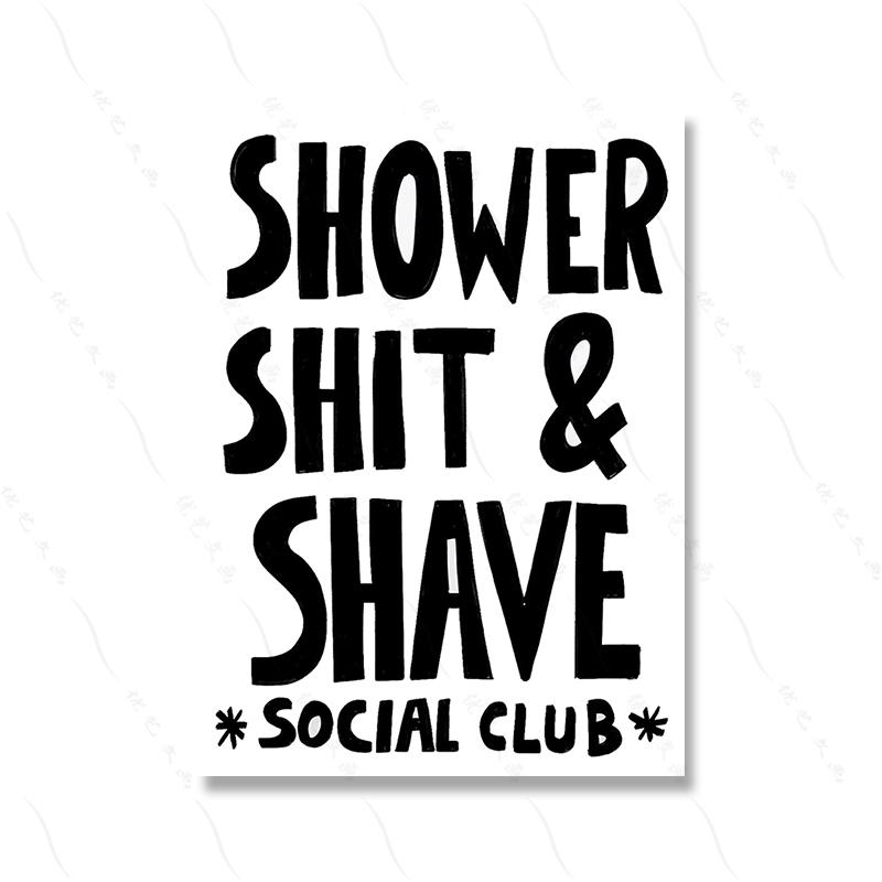 Bathroom Print Shower Bath Art Poster Illustration Retro Funny Quote Home Decor Cartoon Colourful Slogan Toilet Canvas Painting