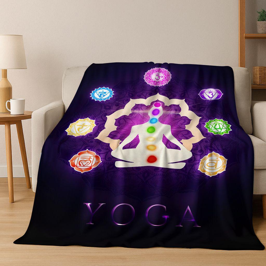 Bohemia Yoga chakra Mandala Spirit Meditation Flannel Blanket,Cozy Soft Throw Blanket for Home Bedroom Bed Sofa Cover Gift Kid