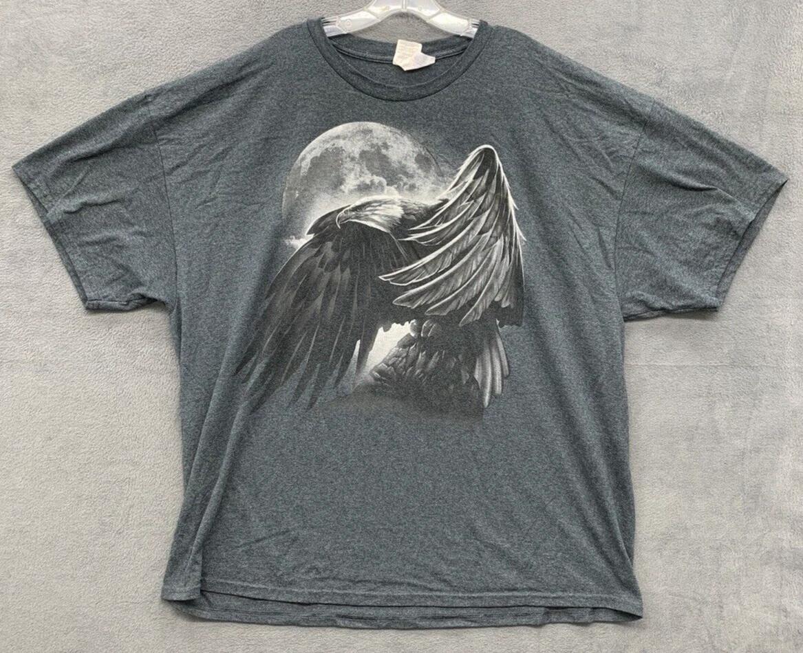Gildan Graphic Tee T-Shirt Men s Size 3XL Gray THE MOUNTAIN BALD EAGLE and MOON S