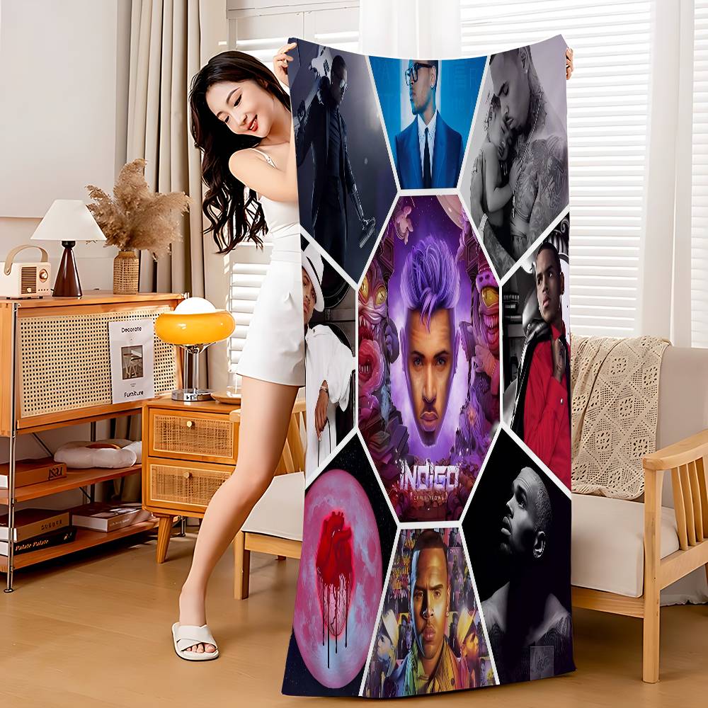 Hot New Chris Brown Rapper Beach Towel For Kids Bath Towel Pool Towel Vacation Gift Picnic Towel Party Gift