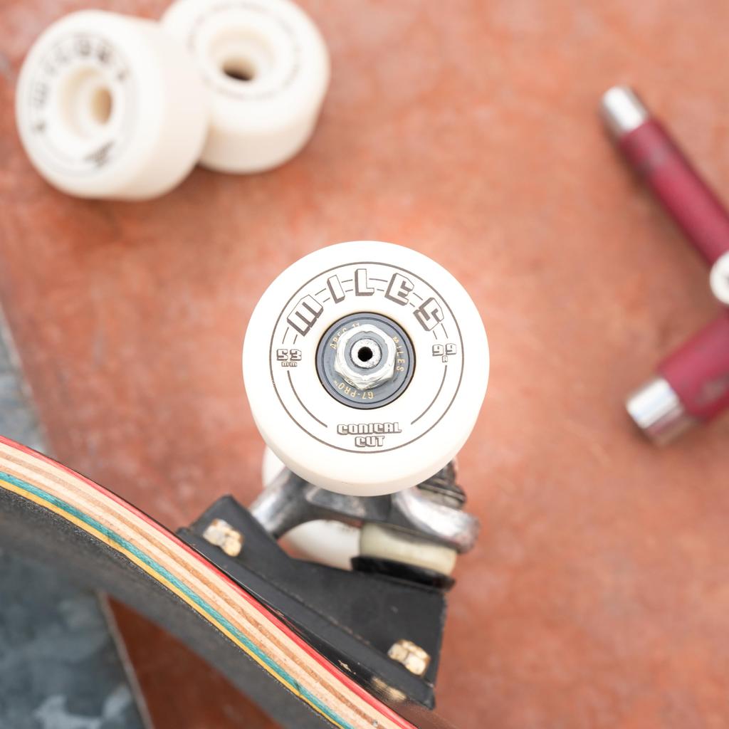 Miles Wheels 99a 53mm Conical Hard Skateboard Set of for Street Skateboarding Wheels, 4, White,