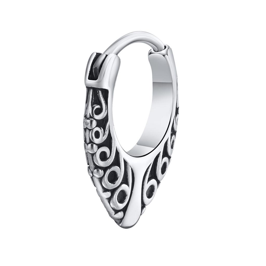 Gothic Hoop Earrings for Men Boys, Rock Punk Stainless Steel Stylish Huggie Hoops Ear Gifts for Him Jewelry