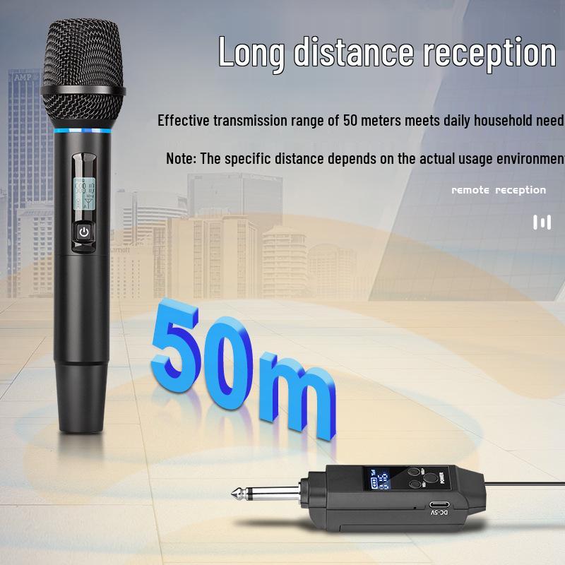 UHF Wireless RGB Microphone Set: Metal Handheld for Meetings & Family KTV