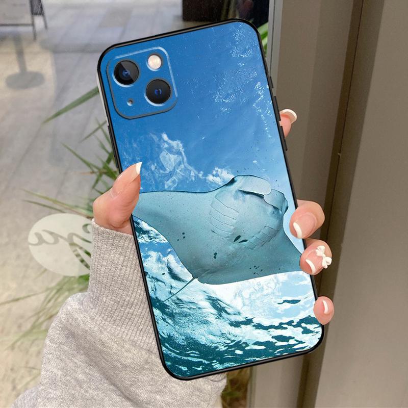 Animal Manta Ray Case For iPhone 13 11 14 12 15 16 Pro Max Plus XR X XS Max 12 13 Mini Soft Cover