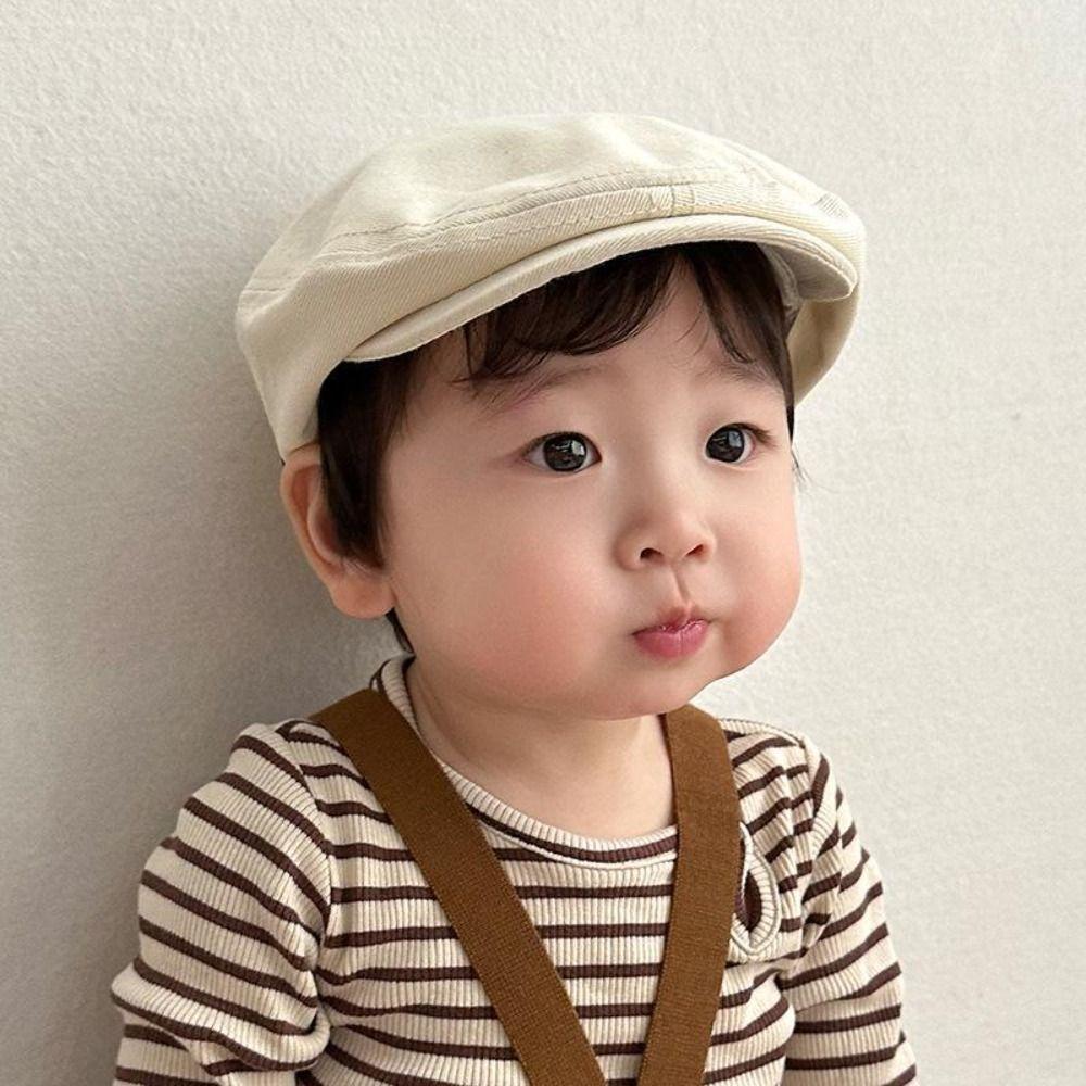 Letter Embroidered Beret Hat Retro Denim Peaked Caps Fashion Duck Tongue Cap  for Kids