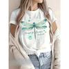 European Size Short-Sleeved T-Shirt with a Pure Dragonfly Pattern Print