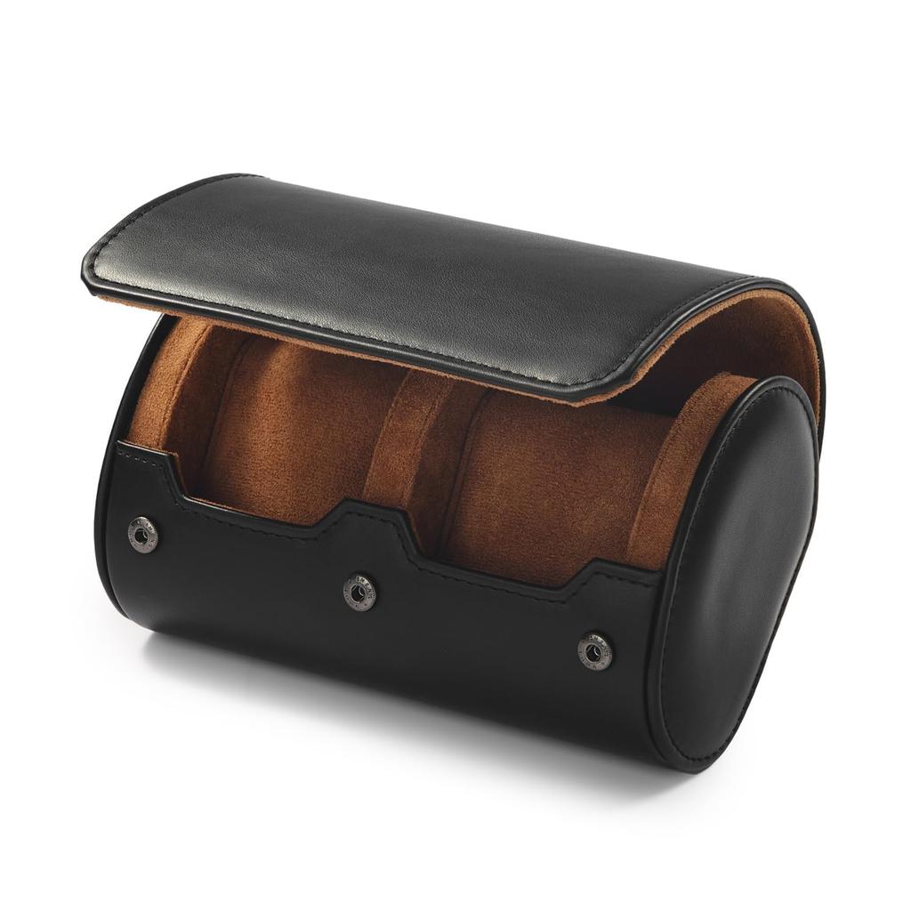 Woodten Luxury Leather Watch Case with Double Travel Watch Storage Gift for Men and Women Slots, Case,