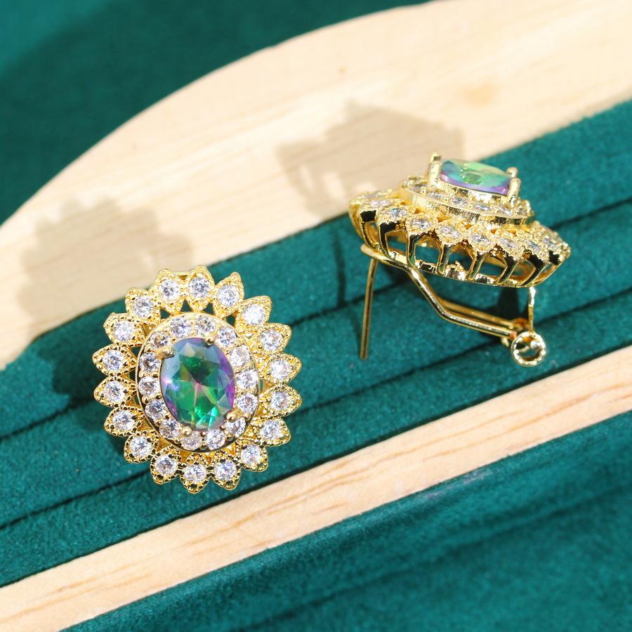 Hip Hop Bride Zircon Necklace Earring Ring Three Piece Suit