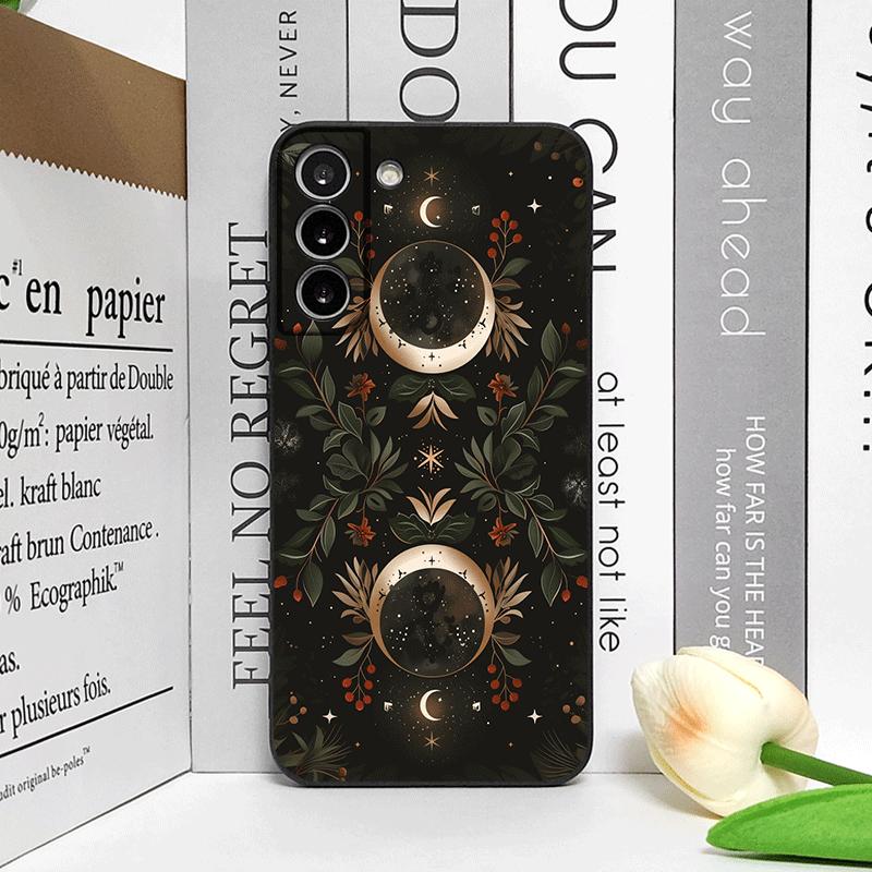 Vintage Aesthetic Flowers and Moon Pattern Phone Case for Samsung Galaxy S26 S25 S24+ S23 Ultra S22 Plus S21 FE S20 Soft Covers