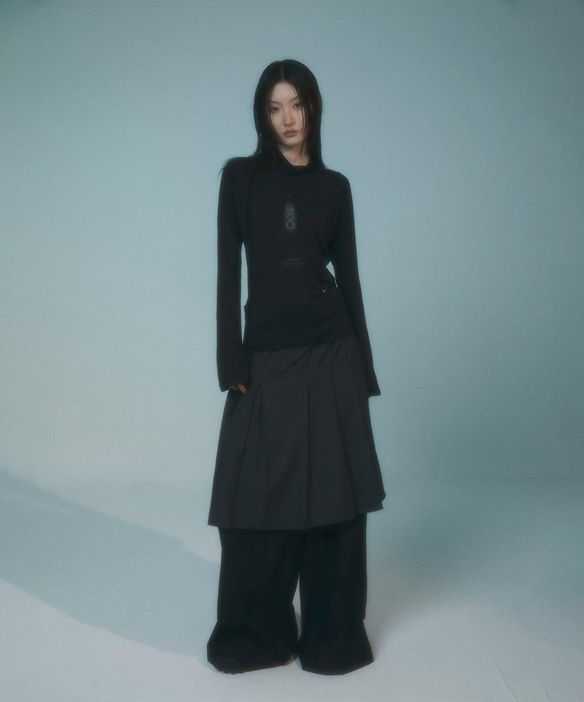 Peulleeoeob Pleats Midi Skirt (Fl-243_Charcoal)