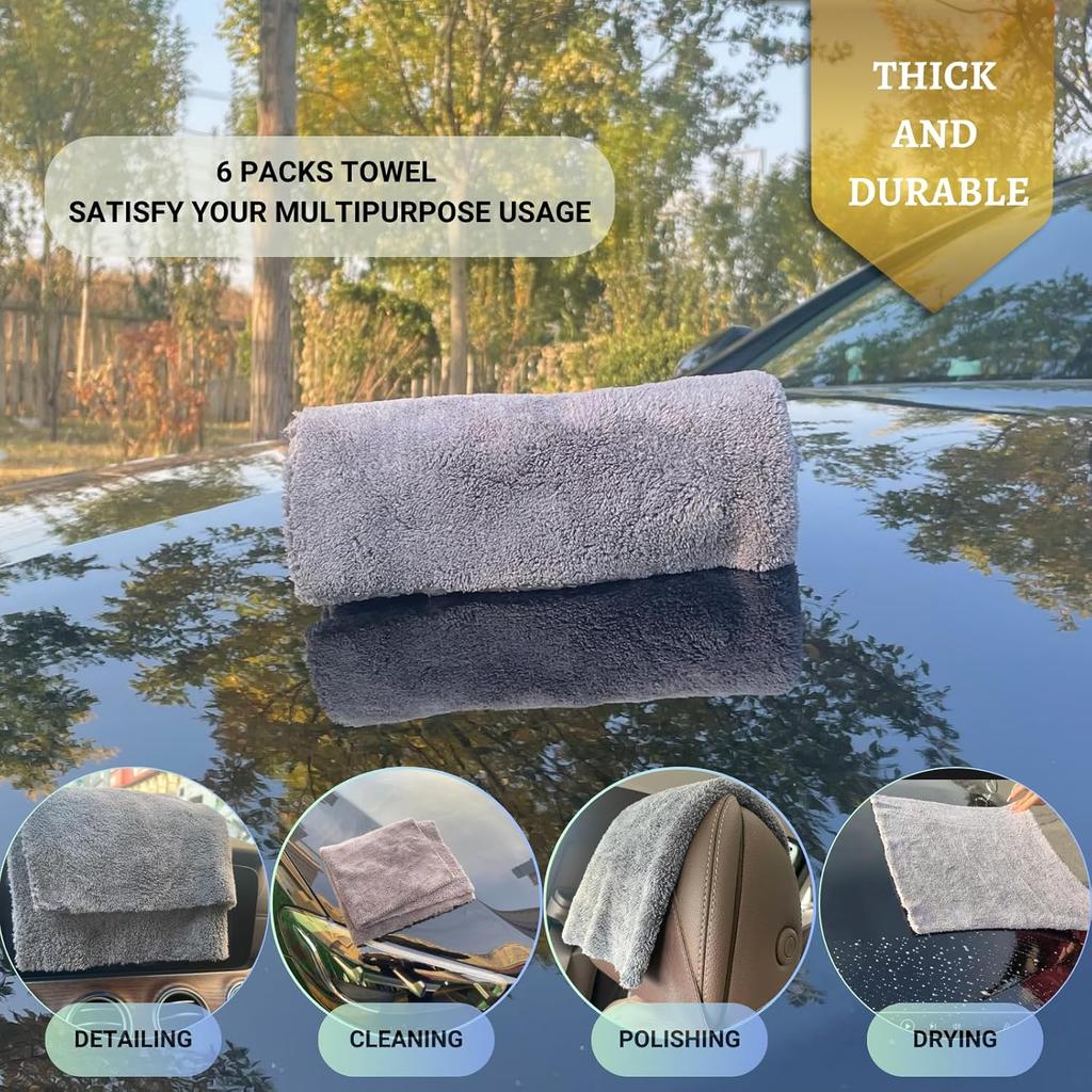 Edgeless Microfiber Towels For Cars, Super Soft Car Drying Towel, Microfiber Cleaning Cloth, 550GSM Premium Water Absorbtion Polishing Detailing