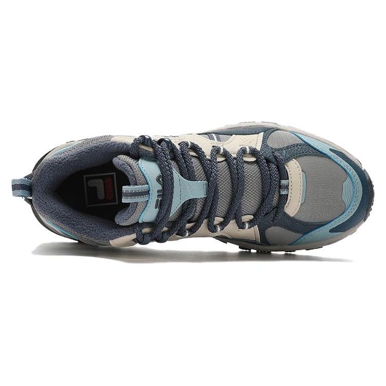 Fila Fabric Synthetic Leather Fleece Comfortable Lightweight Shock Absorbing Wear Resistant Low Top Dad Shoes Women sneaker Gray Blue F12W342125FFO