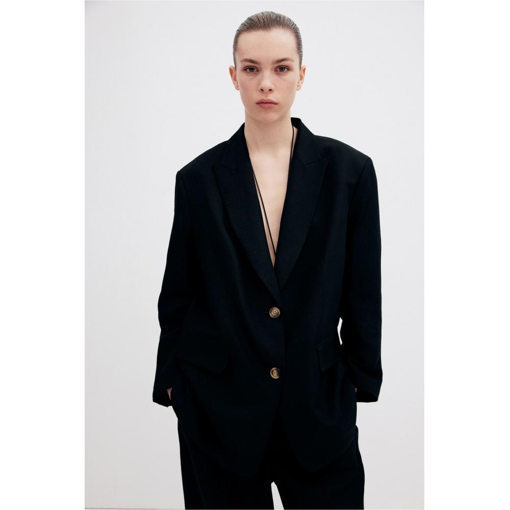 

Куртка оверсайз из смесового льна HM, черная