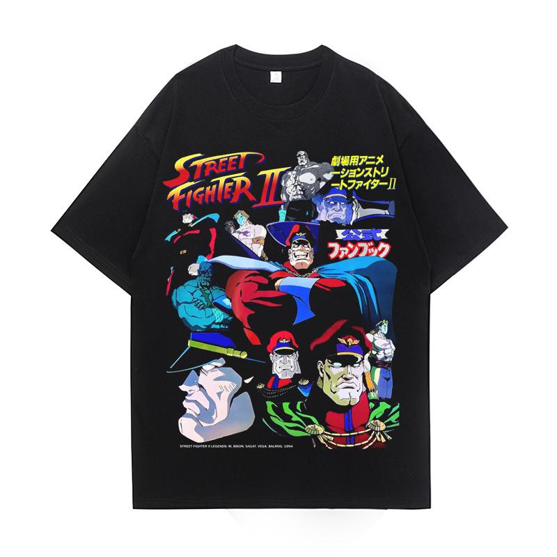 

Модная потертая футболка японского аниме Street Fighter II футболка для мужчин и женщин хлопковая футболка в стиле Харадзюку топы с короткими рукавами уличная одежда