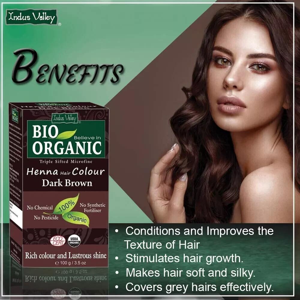Valley Indus Henné Bio Organique Marron Foncé Coloration Cheveux 100g SANS CHIMIQUE
