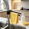 Space Saving Kitchen Gadget Dish Towel Holder for Sink Faucets, Double Rod Snap-on Adjustable Rag Storage Hanger Angle Organizer, 3D Print PLA