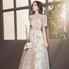Rochie de Seară Șampanie pentru Femei - Primăvara 2026 Rochie Luxoasă de Banchet cu Textură Artistică de Înaltă Calitate