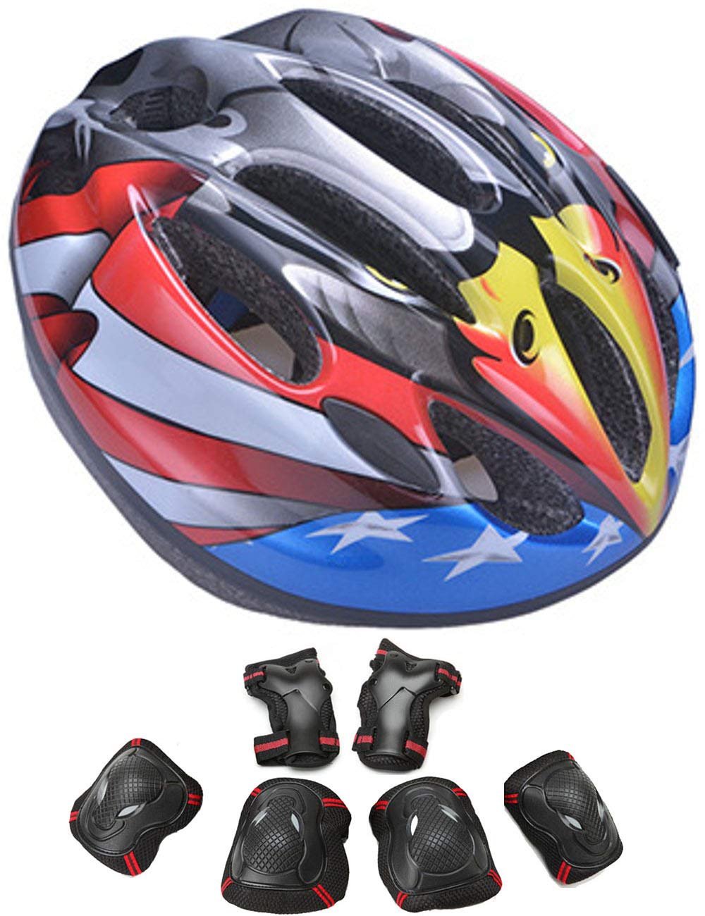 

YRINA Helmet and Protector Set for Children, Bicycles, Skateboards, Snowboards, Braveboards, and Cycling (Eagle (Size M))