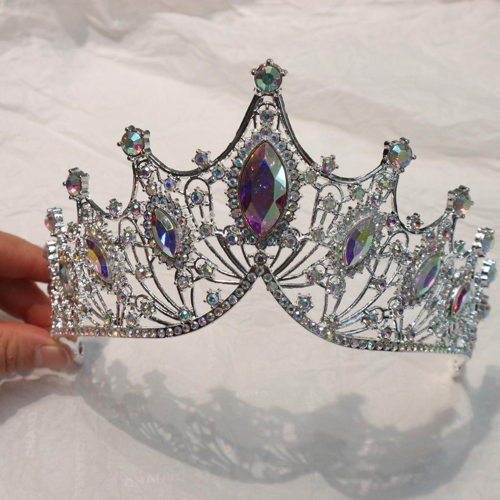 European and American Retro Baroque Crown Large Horse Eye Water Diamond Crown Headband  Wedding Updo  Alloy Accessories