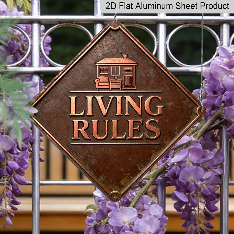 

2D Flat, 1pc Vintage Metal Rules Sign -Aluminum Wall-Mounted Minimalist Decorative Plate Suitable for Entryway, Living Room, Study, Hallway - Home 20*20cm