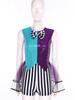 S-3XL Women’s Halloween Jumpsuit: Color Blocking Sequin & Striped Patchwork Checker Bowtie Tiered Tulle Hem Cutout Rompers Mad Costume