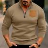 Winter new casual men's half-zipper stand-up collar sticker bag thick sweater pullover