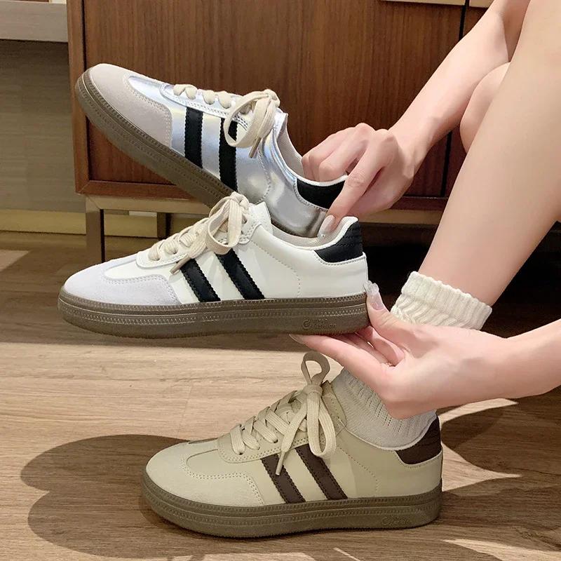 Móda Nové Dámské Tenisky Jaro Podzim Móda Vulkanizovaná Obuv Venkovní Ležérní Sportovní Běžecká Obuv Dívčí Luxusní Značka Šněrovací Ploché