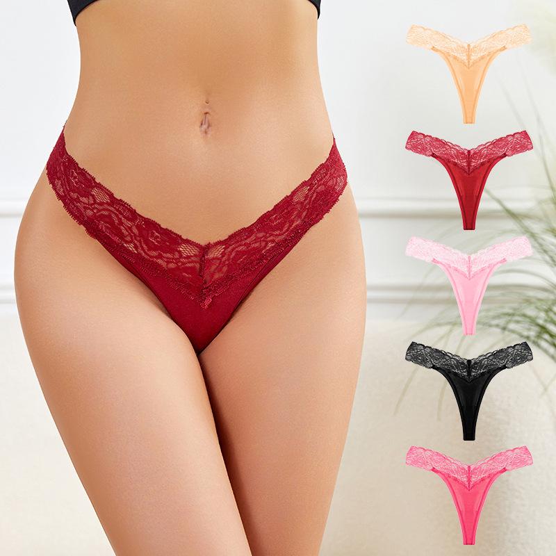 European & American Sexy Plus Size Low Waist Lace Thong Panties