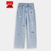 IEF 2025 Autumn Korean Style Wide-Leg Denim Pants