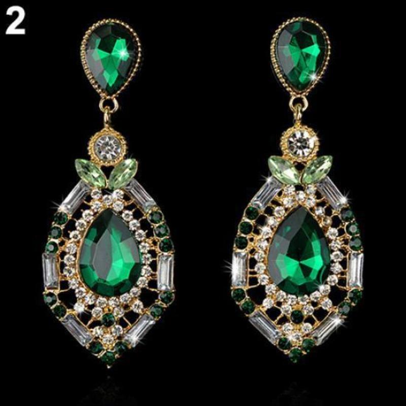 Orecchini pendenti a goccia grande con strass a forma di goccia elegante di lusso da donna