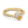 Citrine White Accents Double Row Embrace Ring - 925 Sterling Silver Gold Vermeil