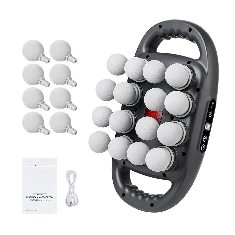 

8/16 Heads Body Massage Gun High-Frequency Vibration Fascia Gun Back Waist Massager Neck Shoulder Massager Muscle masajeador сірий