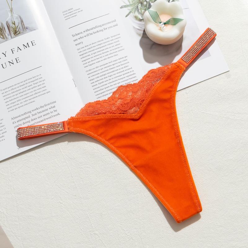 Elegant Rhinestone Lace Velvet Thong - Sexy, Fashionable, and Comfortable Women's Underwear