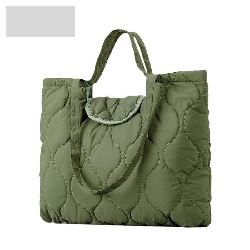 Niche Design Quilted Ringer Dumpling Bag Autumn and Winter Embroidered Line Down Padded Jacket Large Capacity Handbag Women's Shoulder Bag