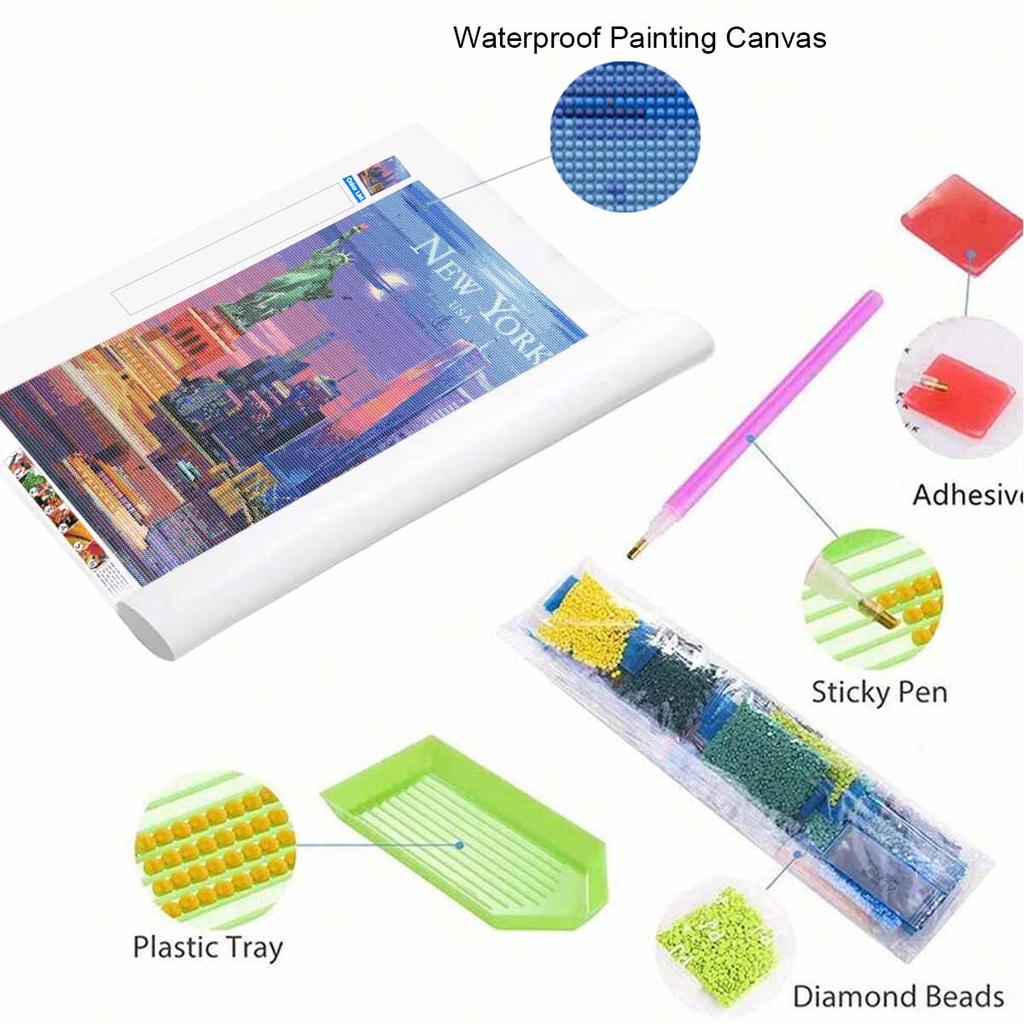 Diamond Painting Kit for Adults DIY New York Sparkling Art Canvas for Relaxing Craft Home Wall Decor and Creative Handmade Gift Idea