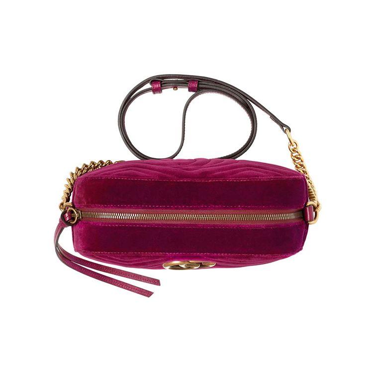 Gucci Borsa a tracolla GG Marmont Trapuntata in Velluto Fucsia Dettagli Dorati Per Tutti i Giorni e Feste 447632-9QIBT-5671