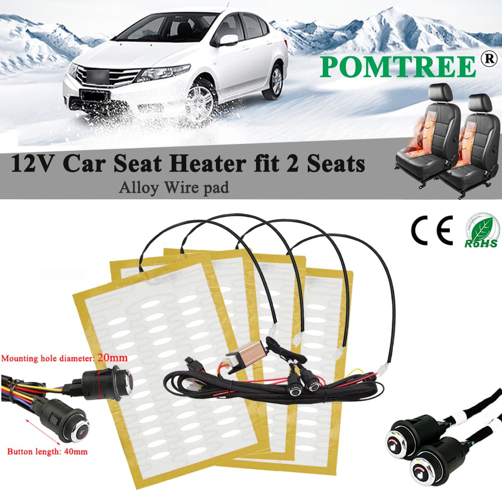 Universal 12V Built -in Car Seat Heater Kit Fit 2 Seats 48x27cm Alloy Wire Heating Pad 6-level Switch System Auto Accessories