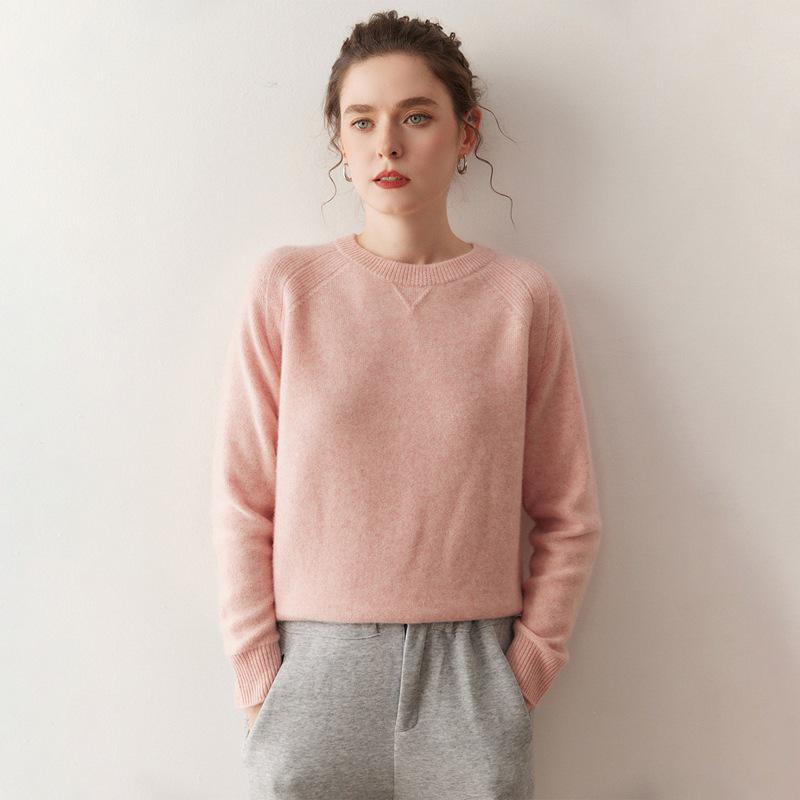 Women's 100% Pure Cashmere Knit Round Neck Pullover Sweater - Soft and Thick for Autumn and Winter